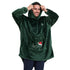 Snuggs Blanket Hoodie Dark Green Christmas Ho Ho Ho Pocket